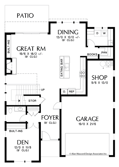 Main Floor Plan image for Mascord Golden-Sophisticated Look Outside, Smart Design Inside-Main Floor Plan