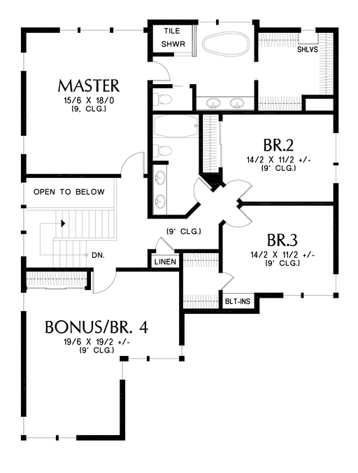 Upper Floor Plan image for Mascord Robertson-Beautiful Contemporary Suited to Narrow Lots -Upper Floor Plan
