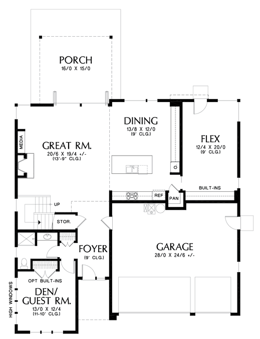 Main Floor Plan image for Mascord Carroll-Contemporary Home for a Growing Family-Main Floor Plan