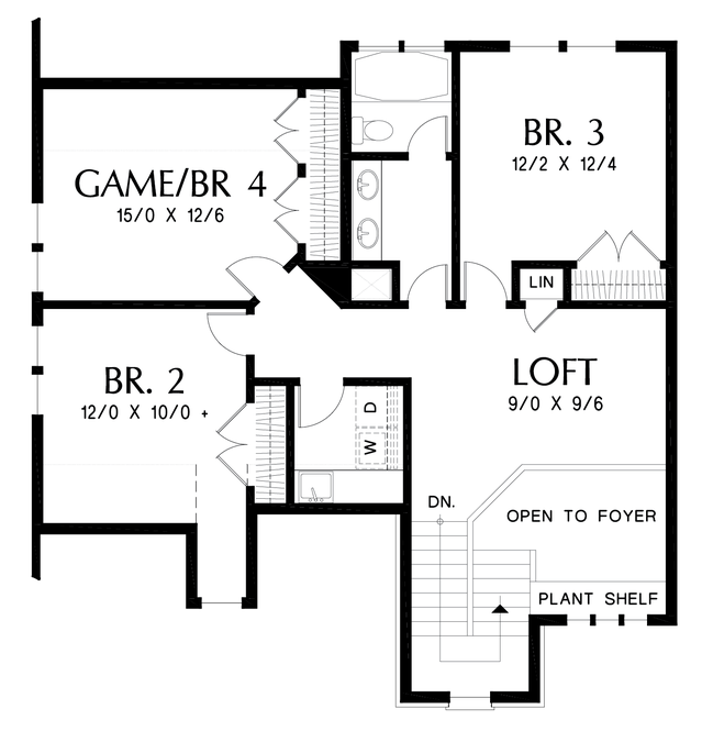 Upper Floor Plan image for Mascord Oakshire-Elegant Classic Exterior with a Modern Layout-Upper Floor Plan