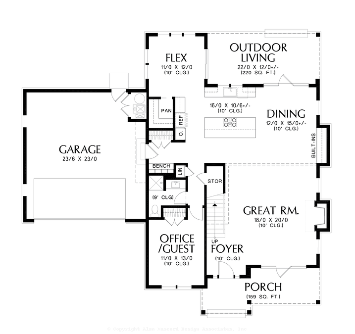 Main Floor Plan image for Mascord Langdale-Where Modern Comfort Meets Farmhouse Charm-Main Floor Plan