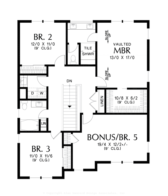Upper Floor Plan image for Mascord Langdale-Where Modern Comfort Meets Farmhouse Charm-Upper Floor Plan
