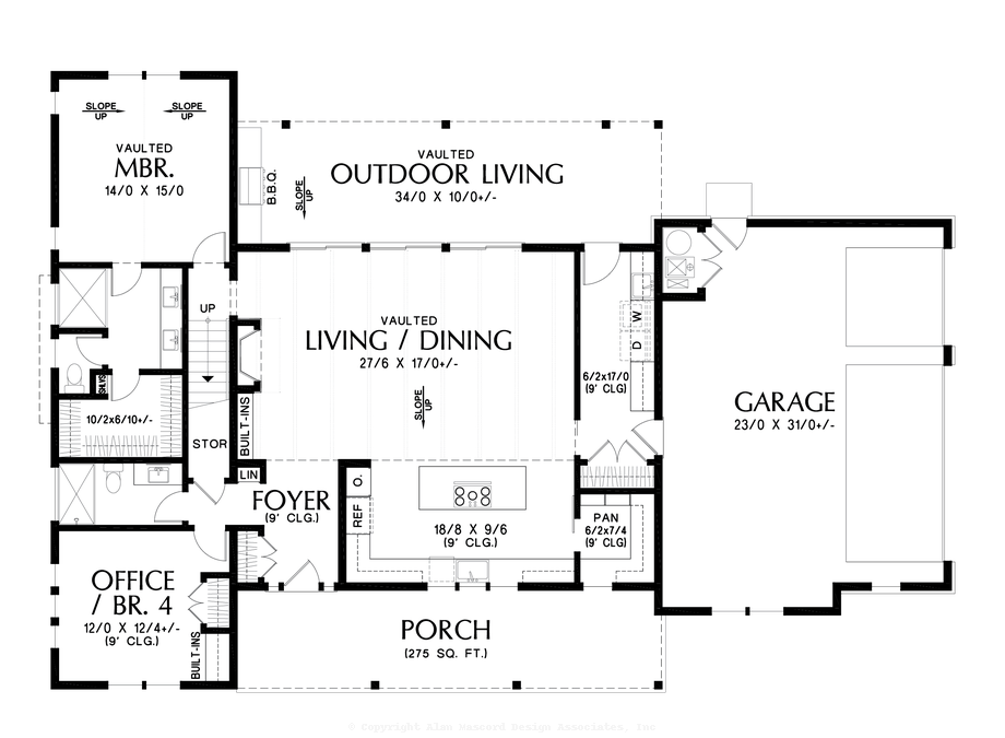 Main Floor Plan image for Mascord Monarch-Delightful Farmhouse Sister Plan to The Stockholm-Main Floor Plan