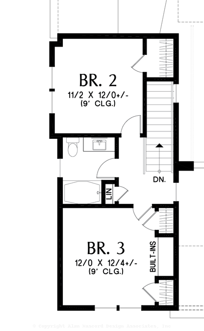 Upper Floor Plan image for Mascord Monarch-Delightful Farmhouse Sister Plan to The Stockholm-Upper Floor Plan