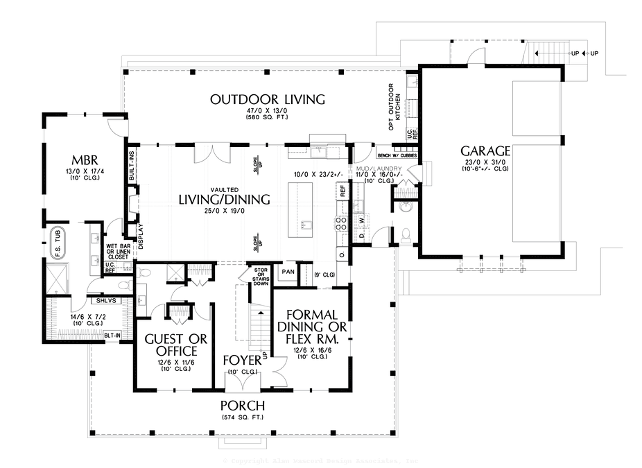 Main Floor Plan image for Mascord Willowberry-Great Wrap Around Porch for Summer Evenings-Main Floor Plan