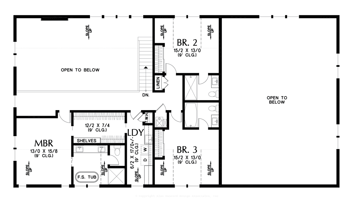 Upper Floor Plan image for Mascord Brook Ranch-Pure Barndominium Styling-Upper Floor Plan