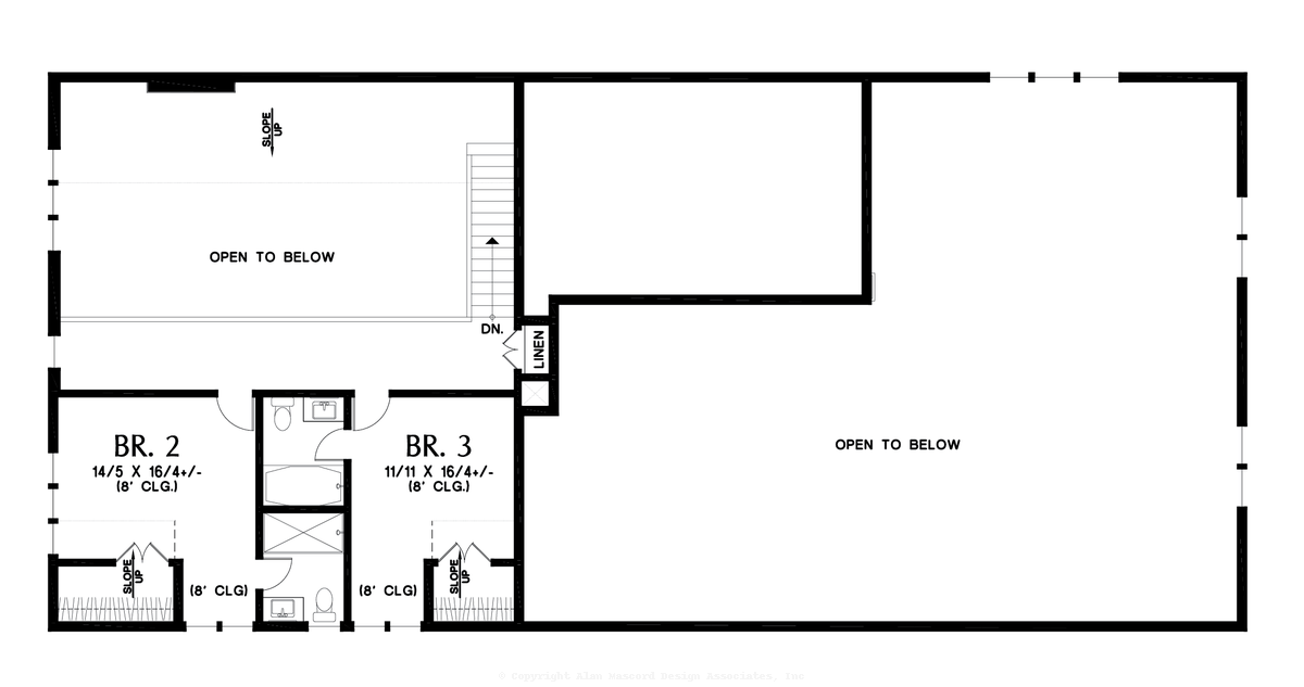 Upper Floor Plan image for Mascord Blackberry Farm-Barndominium with Simple Roofline-Upper Floor Plan