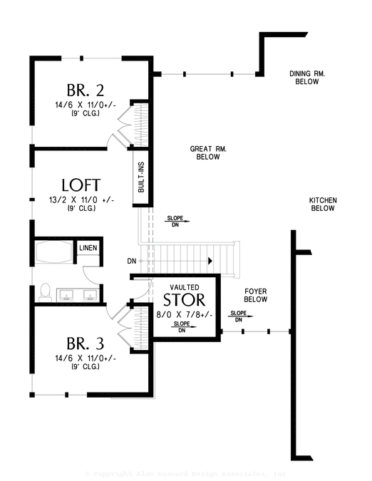 Upper Floor Plan image for Mascord Hedgefield--Upper Floor Plan