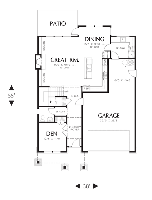 Main Floor Plan image for Mascord Morecambe-Narrow Lot but Wide Appeal for this Craftsman Champion-Main Floor Plan