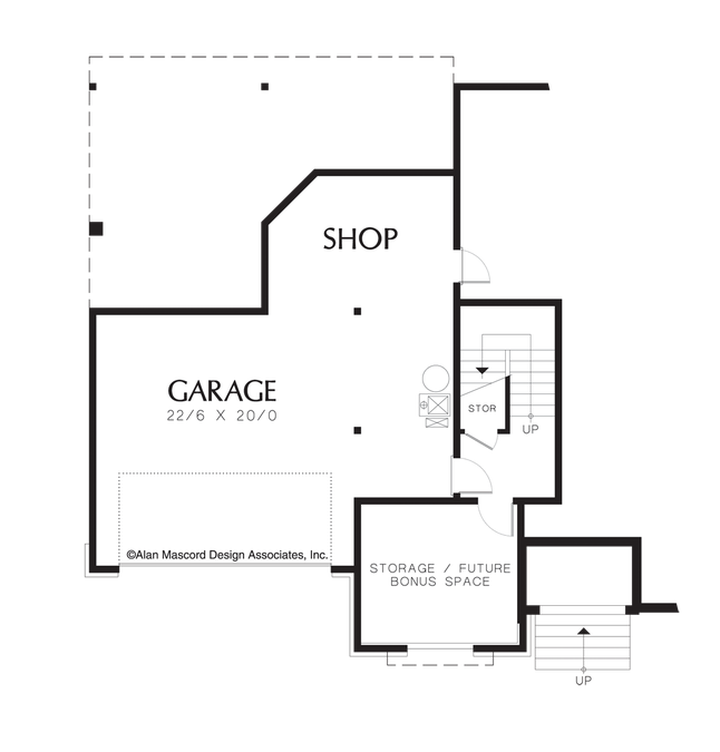 Lower Floor Plan image for Mascord Richardson-Craftsman Plan with Large Deck in Rear-Lower Floor Plan