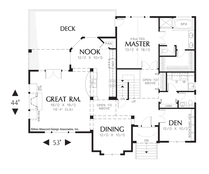 Main Floor Plan image for Mascord Richardson-Craftsman Plan with Large Deck in Rear-Main Floor Plan