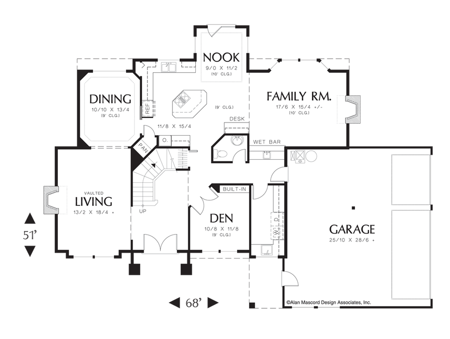 Main Floor Plan image for Mascord Bayport-Gorgeous European Facade with Warm Interior-Main Floor Plan
