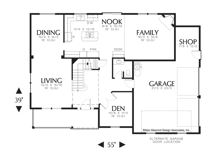 Main Floor Plan image for Mascord Caledonia-Four Bedroom Family Plan-Main Floor Plan