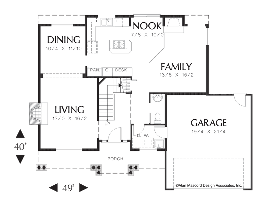 Main Floor Plan image for Mascord Hazelsmith-Open Kitchen, Nook and Living Room-Main Floor Plan