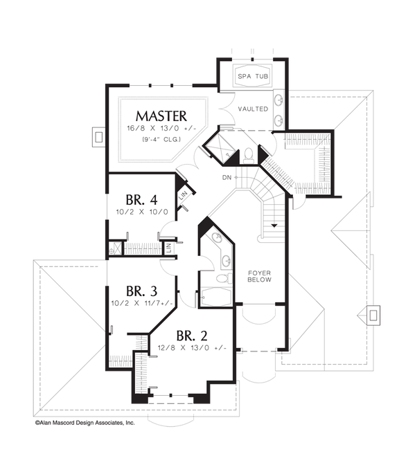 Upper Floor Plan image for Mascord Marbella-Narrow Lot Plan with Gourmet Kitchen-Upper Floor Plan
