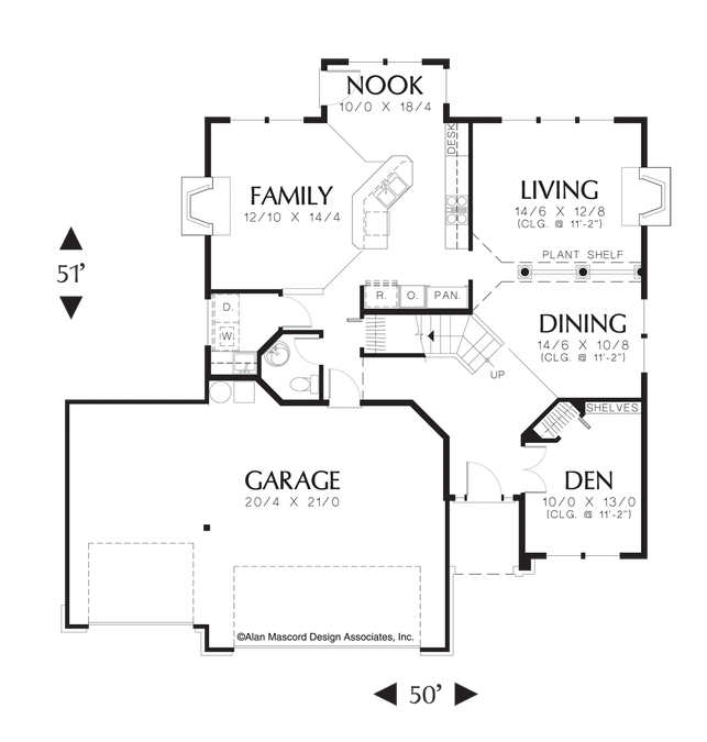 Main Floor Plan image for Mascord Lotus-Traditional Plan with Dual Sinks, Spa in Master Bath-Main Floor Plan