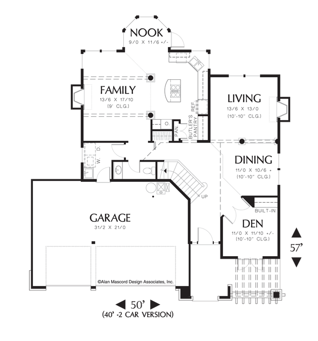 Main Floor Plan image for Mascord Bellport-Traditional Plan with Formal and Informal Areas-Main Floor Plan
