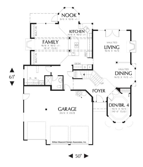 Main Floor Plan image for Mascord Canby-European Plan with High Ceilings in Great Room-Main Floor Plan