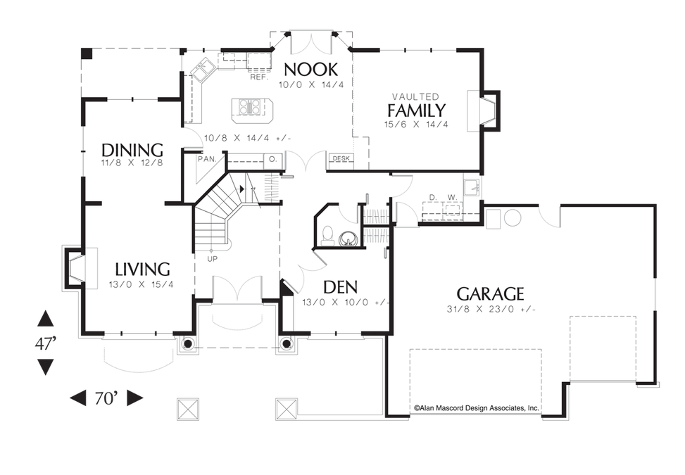 Main Floor Plan image for Mascord Bellmond-European Plan with Built-ins-Main Floor Plan
