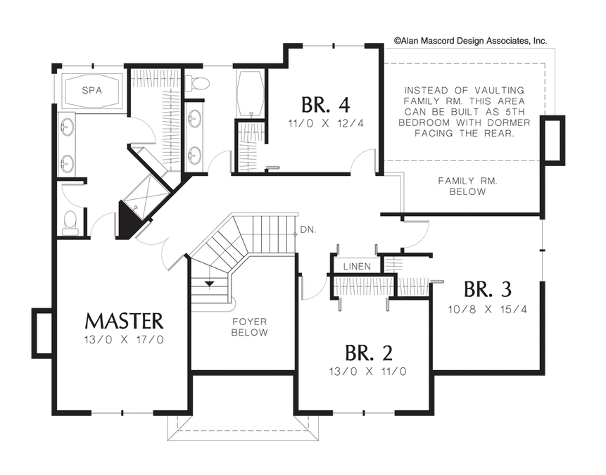 Upper Floor Plan image for Mascord Bellmond-European Plan with Built-ins-Upper Floor Plan