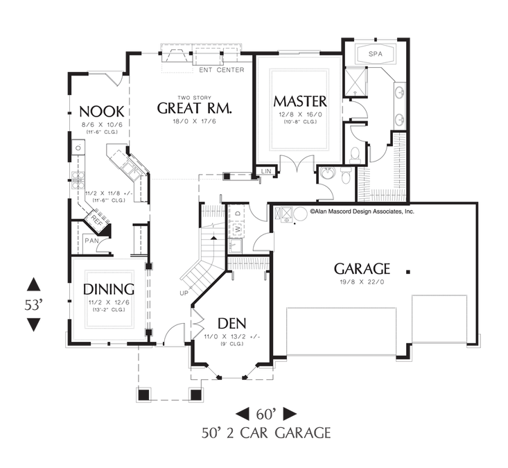 Main Floor Plan image for Mascord Conrad-Traditional Design and Floor Plan-Main Floor Plan