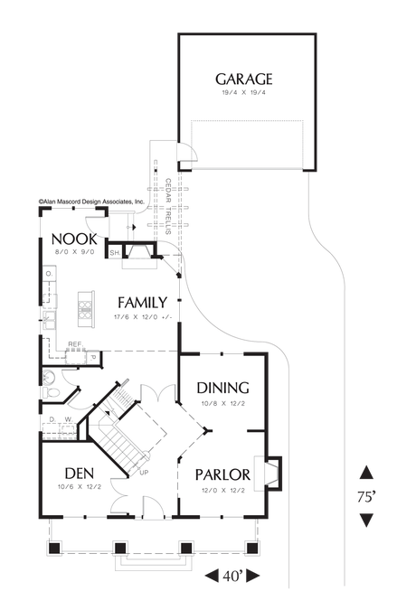 Main Floor Plan image for Mascord Milford-Great Family 2 Story Bungalow Plan-Main Floor Plan