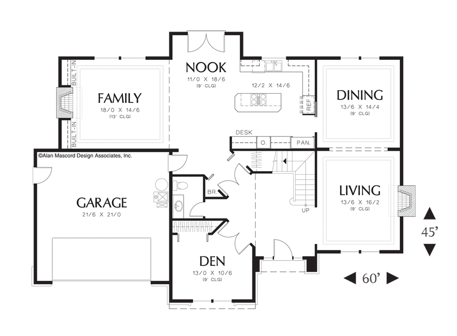Main Floor Plan image for Mascord Bienville-Spacious Traditional House Plan with Tray Ceilings-Main Floor Plan