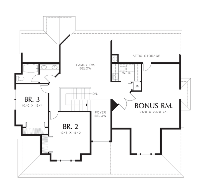 Upper Floor Plan image for Mascord Lyndon-Victorian Plan with Wrap-around Porch-Upper Floor Plan