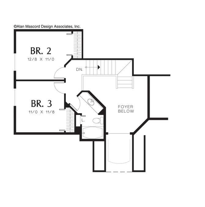 Upper Floor Plan image for Mascord Newberg-Craftsman Plan with Abundant Natural Light-Upper Floor Plan