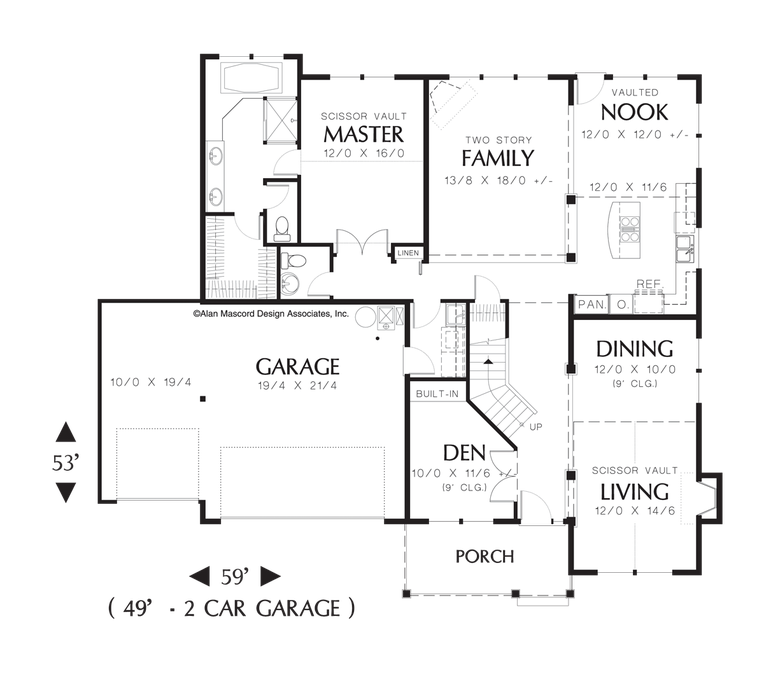 Main Floor Plan image for Mascord Pomeroy-Great First Home, Traditional Style-Main Floor Plan