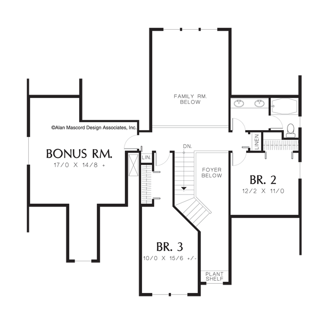 Upper Floor Plan image for Mascord Pomeroy-Great First Home, Traditional Style-Upper Floor Plan