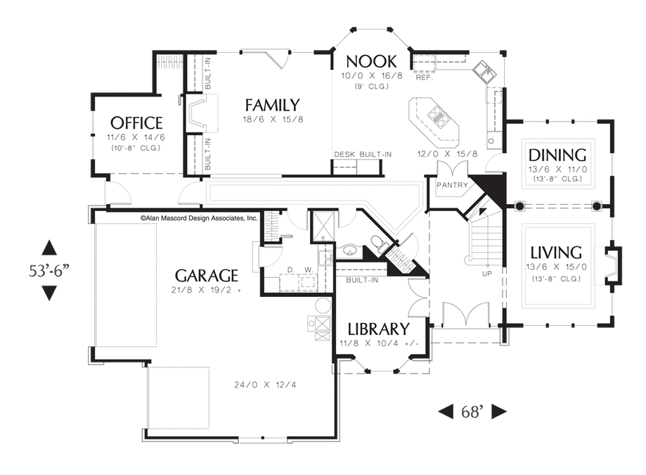 Main Floor Plan image for Mascord Concordia-2 Story Foyer and Grand Staircase in Colonial Home-Main Floor Plan