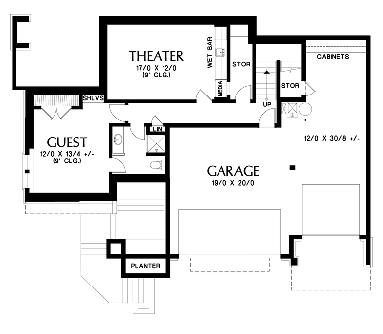 Lower Floor Plan image for Mascord Tannen-Amenity-Rich Home for Gently Sloped Lots-Lower Floor Plan