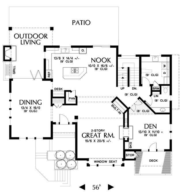 Main Floor Plan image for Mascord Tannen-Amenity-Rich Home for Gently Sloped Lots-Main Floor Plan