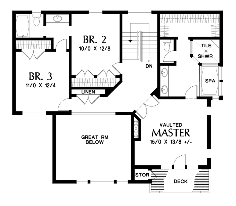 Upper Floor Plan image for Mascord Tannen-Amenity-Rich Home for Gently Sloped Lots-Upper Floor Plan