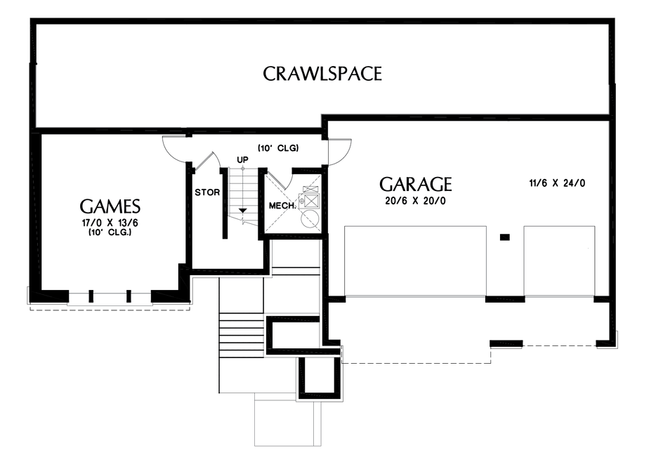 Lower Floor Plan image for Mascord Milwaukee-Charming Contemporary Design for Sloped Lots-Lower Floor Plan