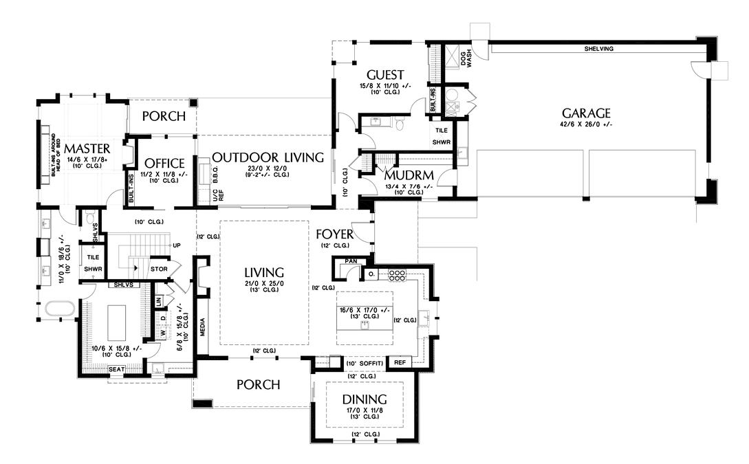 Main Floor Plan image for Mascord Lucas-Great Plan for Corner Lots-Main Floor Plan
