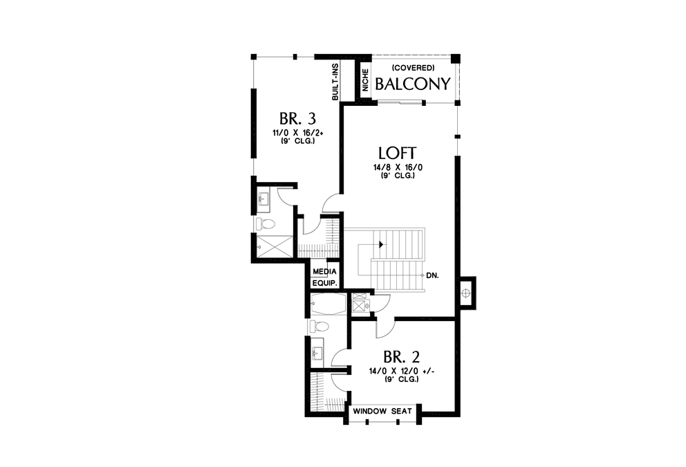 Upper Floor Plan image for Mascord Lucas-Great Plan for Corner Lots-Upper Floor Plan