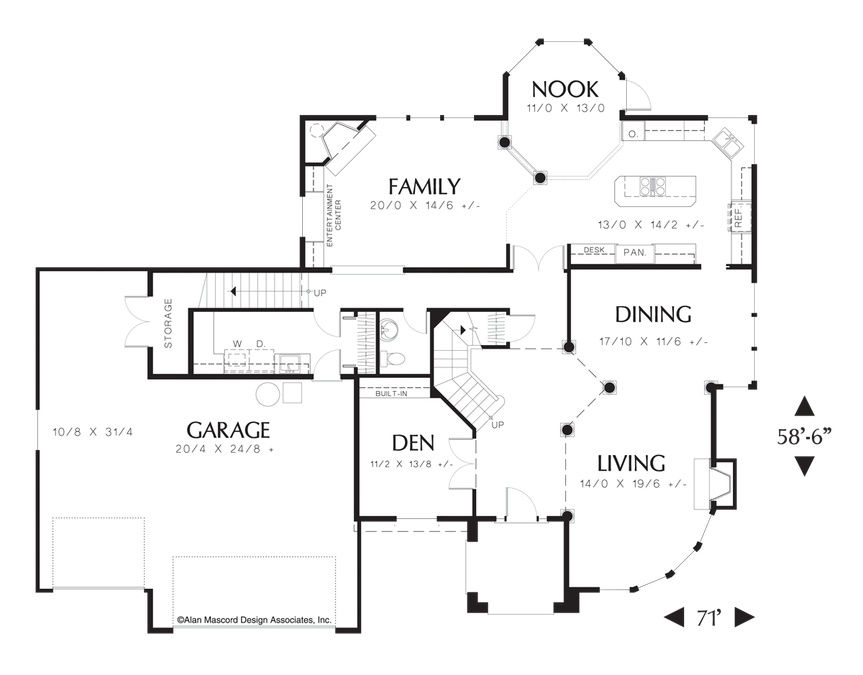 Main Floor Plan image for Mascord Sorensen-Contemporary Plan with Low Roof Pitch-Main Floor Plan