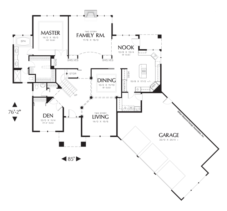 Main Floor Plan image for Mascord Blakely-Formal Plan with Angled Garage-Main Floor Plan