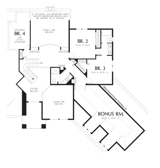 Upper Floor Plan image for Mascord Blakely-Formal Plan with Angled Garage-Upper Floor Plan