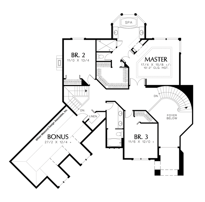 Upper Floor Plan image for Mascord Spierling-Organized Floor Plan with Windowed Laundry-Upper Floor Plan