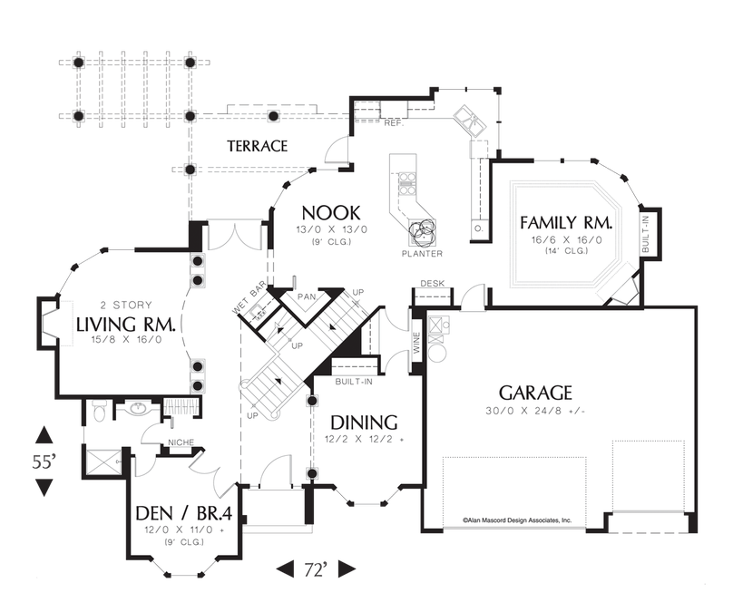 Main Floor Plan image for Mascord Pierson-Private Den with Attached Bath-Main Floor Plan