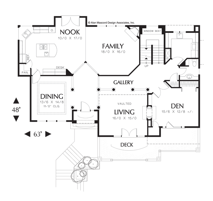 Main Floor Plan image for Mascord Tremonia-Romantic Home with Balconies-Main Floor Plan