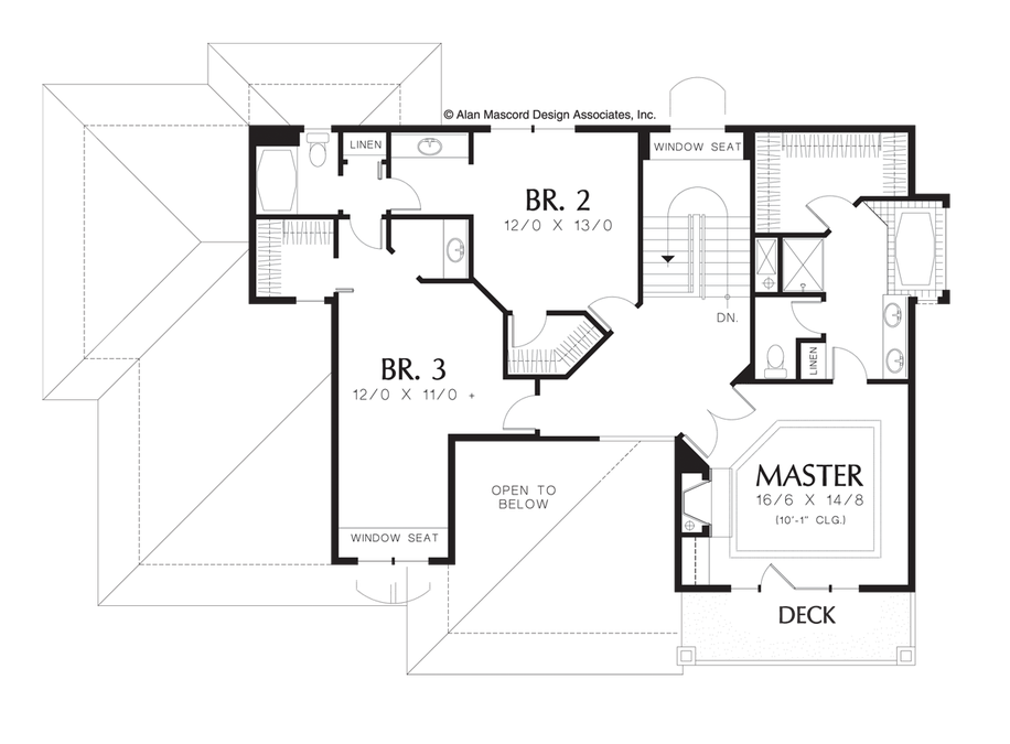 Upper Floor Plan image for Mascord Tremonia-Romantic Home with Balconies-Upper Floor Plan