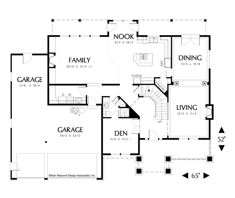 Main Floor Plan image for Mascord Branigan-Large Bonus Room Above the Garage-Main Floor Plan