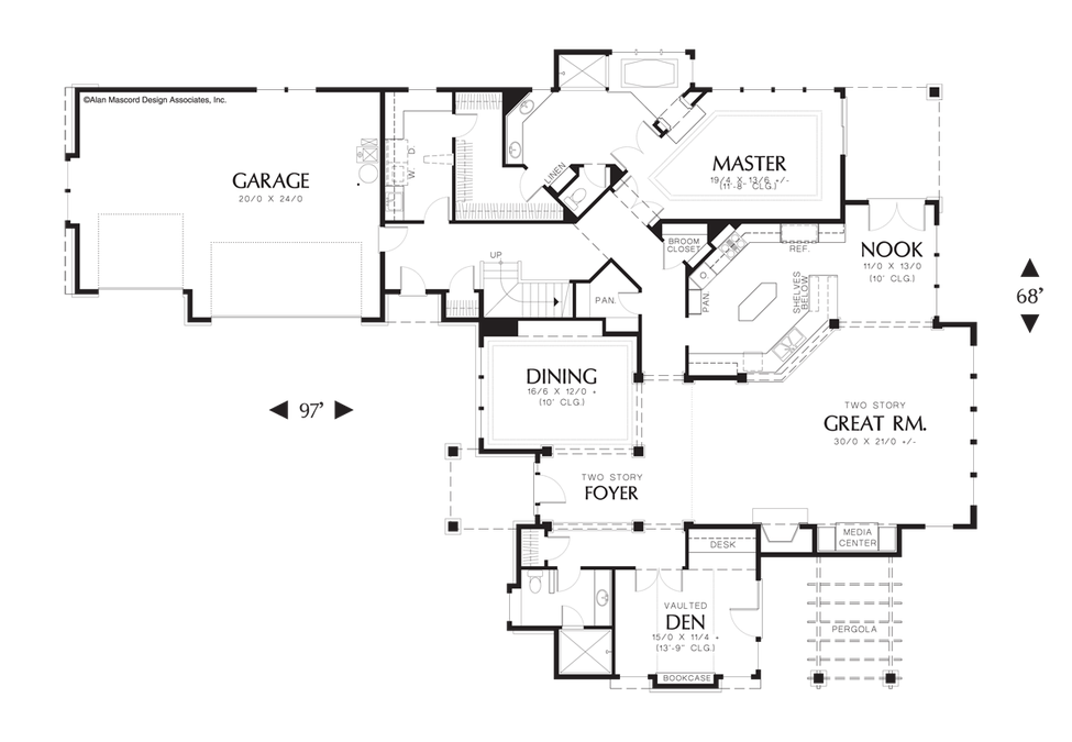 Main Floor Plan image for Mascord Jimmerson-Floor to Ceiling Windows Accentuate Rear View-Main Floor Plan