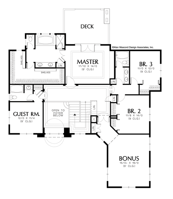 Upper Floor Plan image for Mascord Gardell-Mediterranean Style Spacious Home-Upper Floor Plan