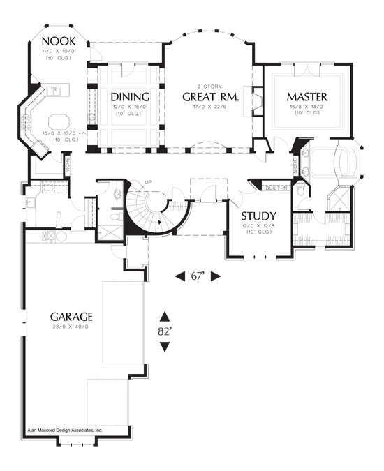 Main Floor Plan image for Mascord Findlay-Spacious Home with Large Island in Kitchen-Main Floor Plan