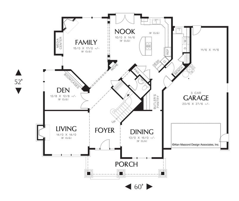 Main Floor Plan image for Mascord Randolf-Arts and Crafts Columns, Stone Detailing-Main Floor Plan